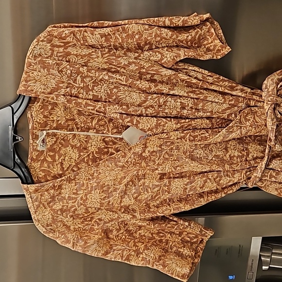 💕FAHERTY💕 Ashley Linen Dress ~ Bronze Riviera Floral XS NWT - Picture 10 of 16